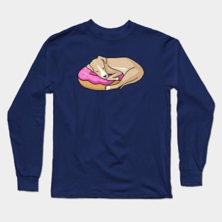 Whippet dog sleeping on donut Long Sleeve T-Shirt